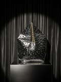 Paco Rabanne Silver Metallic Eyelet Leather Tote