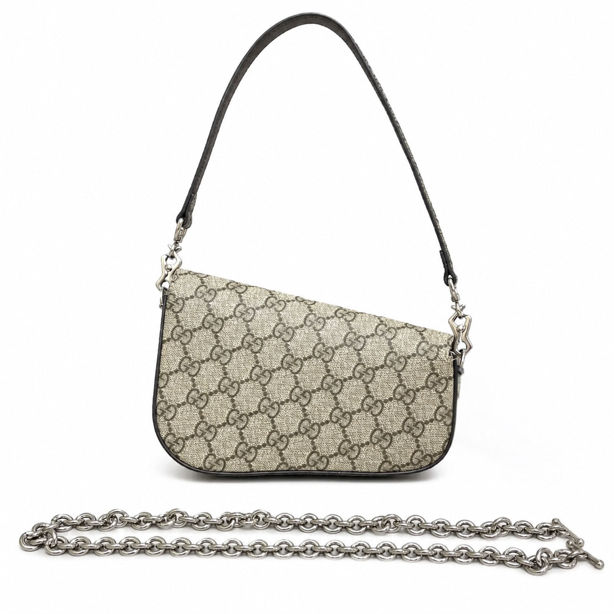 Gucci Horsebit 1955 GG Monogram Shoulder Bag Beige Clair