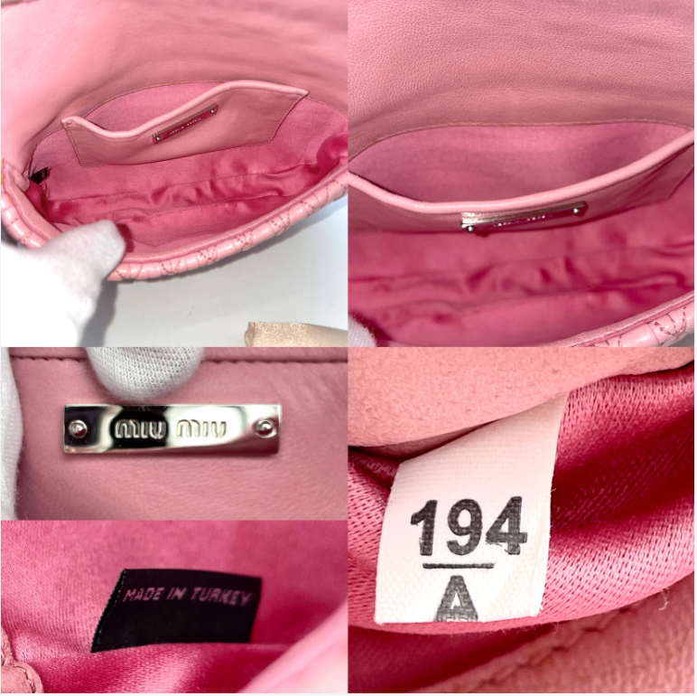 Miu Miu Pink Matelassé Crystal Chain Shoulder Bag